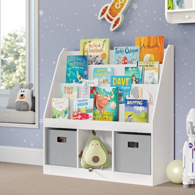 Image showing  Kids Playroom Bookrack with 3 Toy Organizer Cubbies and 4 Book Shelves, 02-318K
