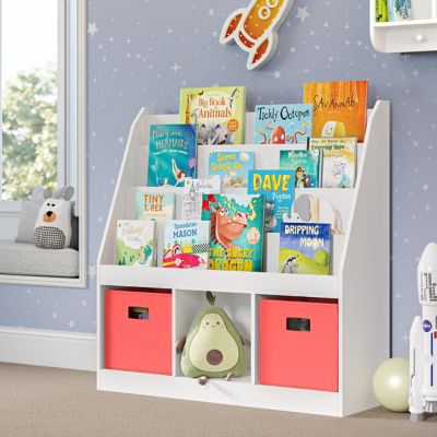Image showing  Kids Playroom Bookrack with 3 Toy Organizer Cubbies and 4 Book Shelves, 02-320K