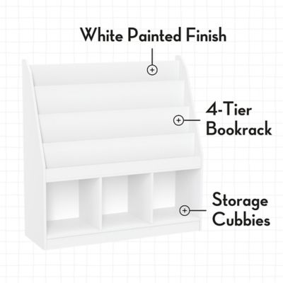 Image showing  Kids Playroom Bookrack with 3 Toy Organizer Cubbies and 4 Book Shelves, 02-321K