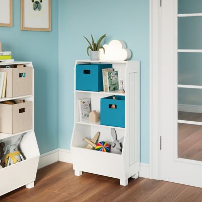 Image showing  Kids 23 in. Playroom Bookshelf with Veggie Bin Organizer and 2 Open Toy Storage Shelves