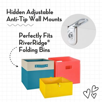 Image showing  Kids 23 in. Playroom Bookshelf with Veggie Bin Organizer and 2 Open Toy Storage Shelves