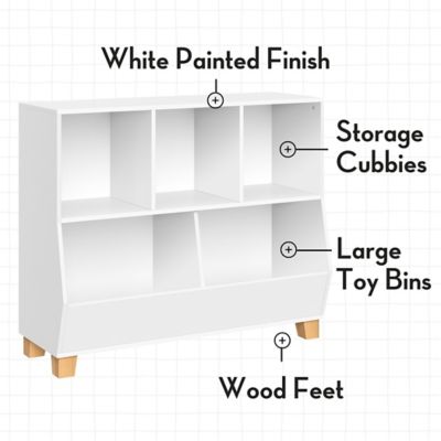 Image showing  Kids Catch-All Playroom 35 in. Toy Storage Organizer with 3 Cubbies and 2 Storage Compartments, 02-336K