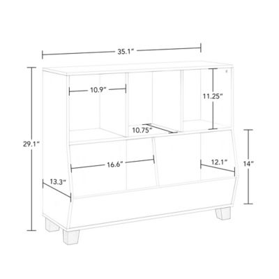 Image showing  Kids Catch-All Playroom 35 in. Toy Storage Organizer with 3 Cubbies and 2 Storage Compartments, 02-336K