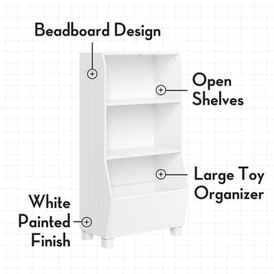 Image showing  Kids 23 in. Playroom Bookshelf with Veggie Bin Organizer, 2 Open Toy Storage Shelves, 02-344K