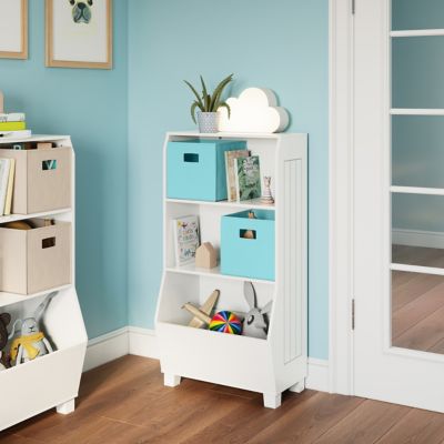 Image showing  Kids 23 in. Playroom Bookshelf with Veggie Bin Organizer, 2 Open Toy Storage Shelves