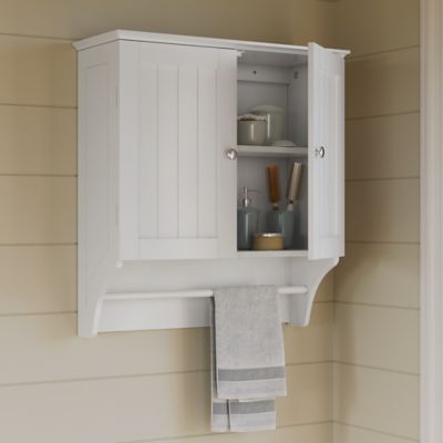 Image showing  Ashland Two-Door Bathroom and Laundry Wall Mount Storage Medicine Cabinet with Towel Bar, 06-084