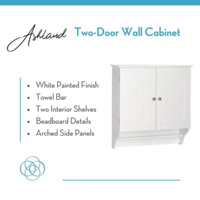 Image showing  Ashland Two-Door Bathroom and Laundry Wall Mount Storage Medicine Cabinet with Towel Bar, 06-084