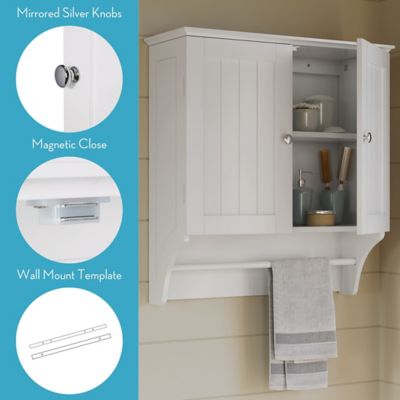 Image showing  Ashland Two-Door Bathroom and Laundry Wall Mount Storage Medicine Cabinet with Towel Bar, 06-084