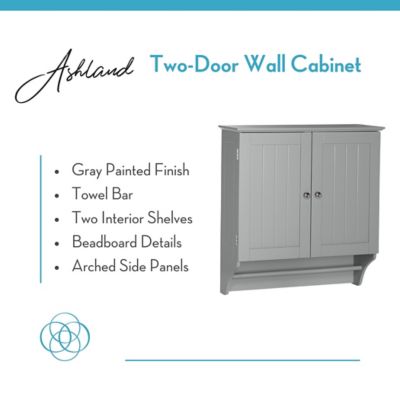 Image showing  Ashland Two-Door Bathroom and Laundry Wall Mount Storage Medicine Cabinet with Towel Bar, 06-085
