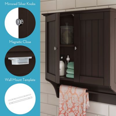 Image showing  Ashland Two-Door Bathroom and Laundry Wall Mount Storage Medicine Cabinet with Towel Bar, 06-125