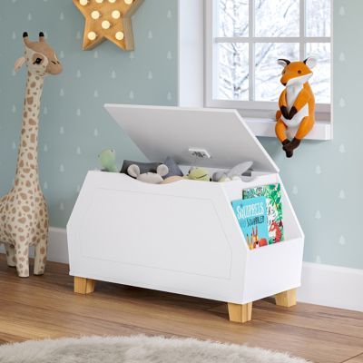 Image showing  Kids Playroom Catch-All Game and Toy Storage Organizer Box with Side Bookshelves