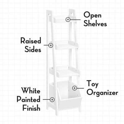 Image showing  Kids 4-Tier 13 in. Ladder Shelf Toy Organizer and Book Storage with 3 Open Display Shelf, 02-435K