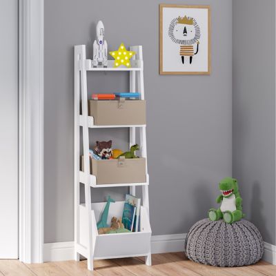 Image showing  Kids 4-Tier 13 in. Ladder Shelf Toy Organizer and Book Storage with 3 Open Display Shelf, 02-438K