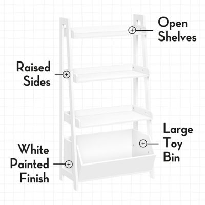 Image showing  Kids 4-Tier 24 in. Ladder Shelf Toy Organizer and Book Storage with 3 Open Display Shelf, 02-453K