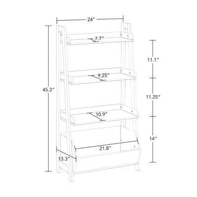 Image showing  Kids 4-Tier 24 in. Ladder Shelf Toy Organizer and Book Storage with 3 Open Display Shelf, 02-453K