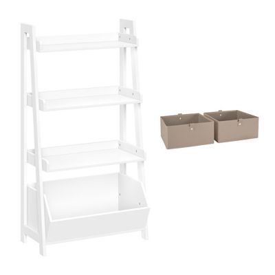 RiverRidge Home Kids 4-Tier 24 in. Ladder Shelf Toy Organizer and Book Storage with 3 Open Display Shelf, 02-454K