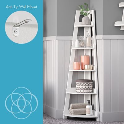 Image showing  Amery 5-Tier Tall Corner Ladder Shelf Tower with Display Shelf, 06-130