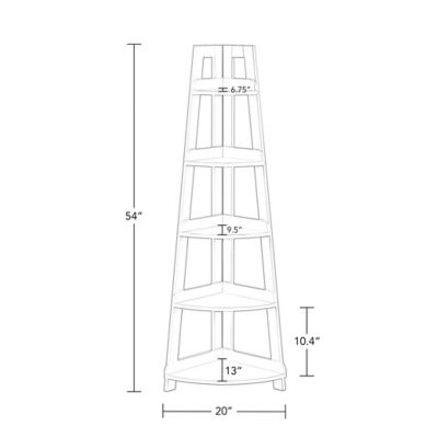 Image showing  Amery 5-Tier Tall Corner Ladder Shelf Tower with Display Shelf, 06-130