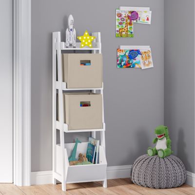 Image showing  Kids 4-Tier 13 in. Ladder Shelf Toy Organizer and Book Storage