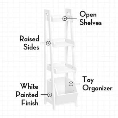 Image showing  Kids 4-Tier 13 in. Ladder Shelf Toy Organizer and Book Storage