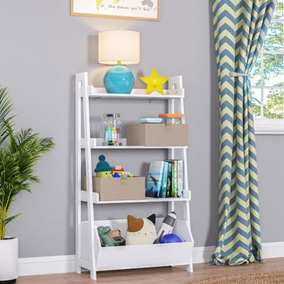 Image showing  Kids 4-Tier 24 in. Ladder Shelf Toy Organizer and Book Storage