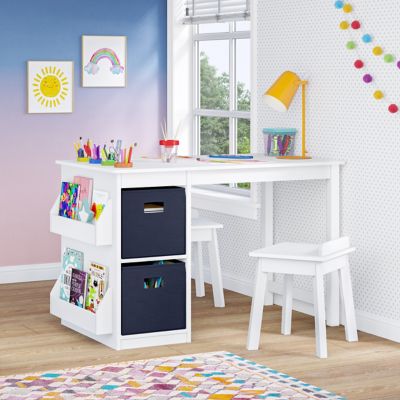 Image showing  Kids Playroom Art Activity Table with 2 Cubbies and 2 Bookracks