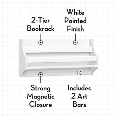 Image showing  Kids Wall Mount Bookshelf with 2 Kids Art Display Bars - Floating Bookshelf for Book Nook