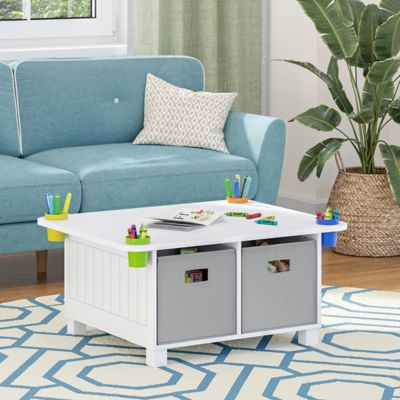 Image showing  Kids Desk and Art Activity Table with 4 Storage Cubbies and 4 Removable Storage Cups, 02-513K