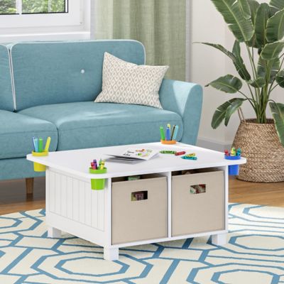 Image showing  Kids Desk and Art Activity Table with 4 Storage Cubbies and 4 Removable Storage Cups, 02-515K