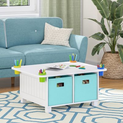 Image showing  Kids Desk and Art Activity Table with 4 Storage Cubbies and 4 Removable Storage Cups, 02-517K