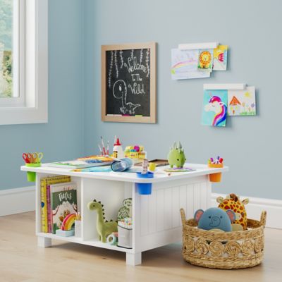 Image showing  Kids Desk and Art Activity Table with 4 Storage Cubbies and 4 Removable Storage Cups, 02-518K