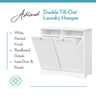 Image showing  Ashland Double Tilt-Out Laundry Hamper Cabinet with Removable Cloth Storage Bags