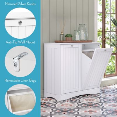 Image showing  Ashland Double Tilt-Out Laundry Hamper Cabinet with Removable Cloth Storage Bags