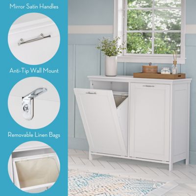 Image showing  Somerset Double Tilt-Out Laundry Hamper Cabinet with Removable Cloth Storage Bags