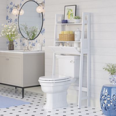 Image showing  Amery Over the Toilet Bathroom Spacesaver Wall Medicine Storage Shelves with Drop Down Door