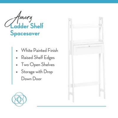 Image showing  Amery Over the Toilet Bathroom Spacesaver Wall Medicine Storage Shelves with Drop Down Door