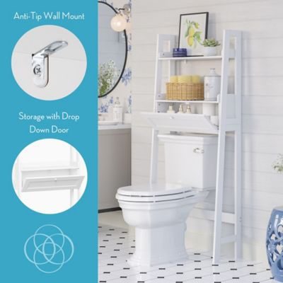 Image showing  Amery Over the Toilet Bathroom Spacesaver Wall Medicine Storage Shelves with Drop Down Door
