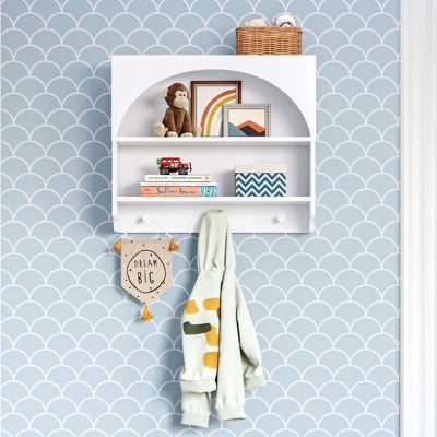 Image showing  Kids Curve Appeal Wall Shelf with 3 Hooks