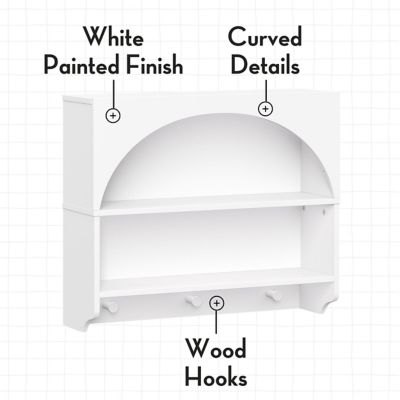 Image showing  Kids Curve Appeal Wall Shelf with 3 Hooks