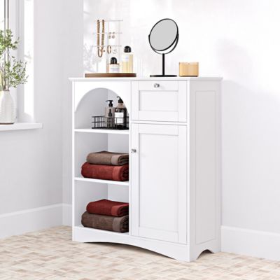 Image showing  1-Door Bristol Floor Cabinet with Open Shelves, 1-Drawer