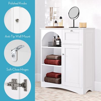 Image showing  1-Door Bristol Floor Cabinet with Open Shelves, 1-Drawer