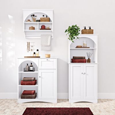 Image showing 6 th RiverRidge Home 1-Door Bristol Floor Cabinet with Open Shelves, 1-Drawer