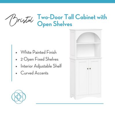 Image showing  2-Door Bristol Tall Cabinet with Open Shelves