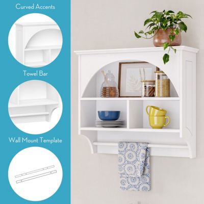 Image showing  Kitchen Storage Wall Shelf with Towel Bar