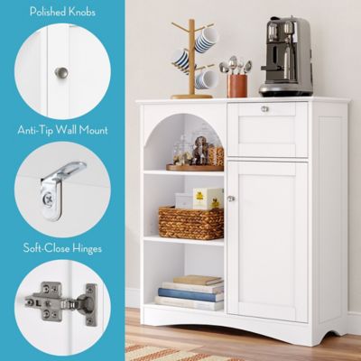 Image showing  1-Door Tall Kitchen Storage Cabinet with Open Shelves, 1-Drawer