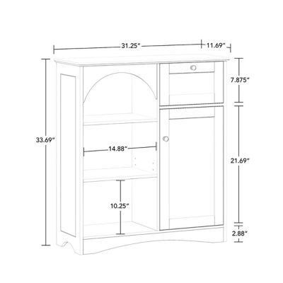 Image showing 5 th RiverRidge Home 1-Door Tall Kitchen Storage Cabinet with Open Shelves, 1-Drawer