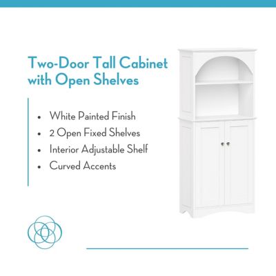 Image showing  2-Door Tall Kitchen Storage Cabinet with Open Shelves