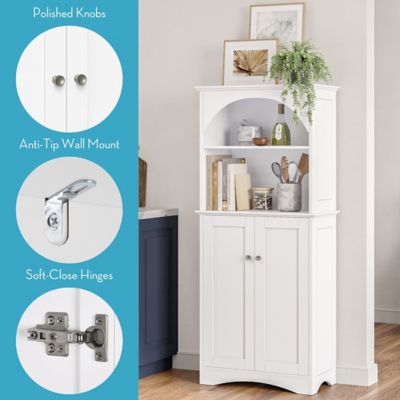 Image showing  2-Door Tall Kitchen Storage Cabinet with Open Shelves