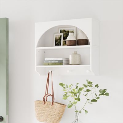 Image showing  Arched Wall Shelf with 3 Hooks