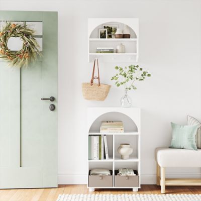 Image showing  Arched Wall Shelf with 3 Hooks